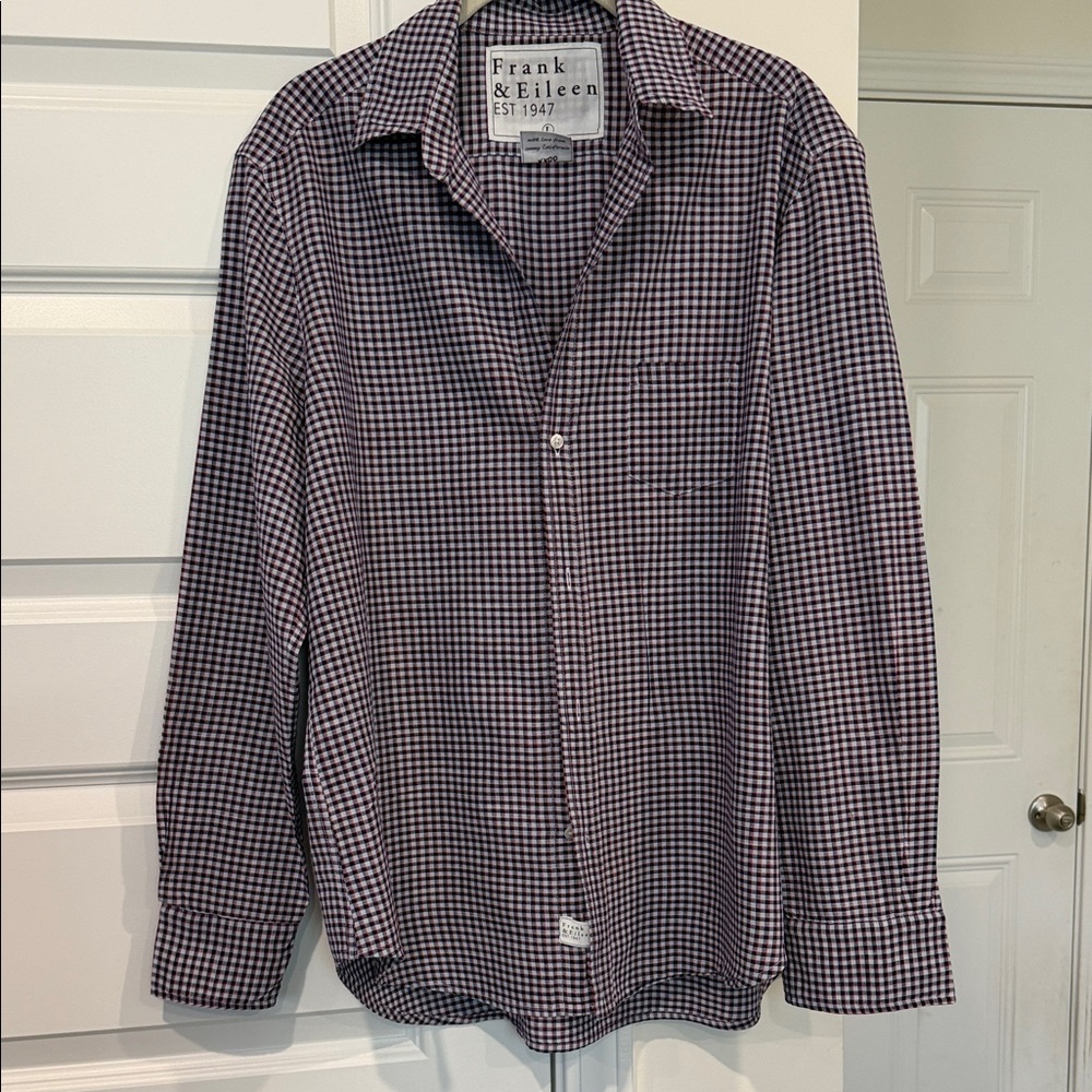 Frank & Eileen Women’s Navy, Red and White Gingham Shirt